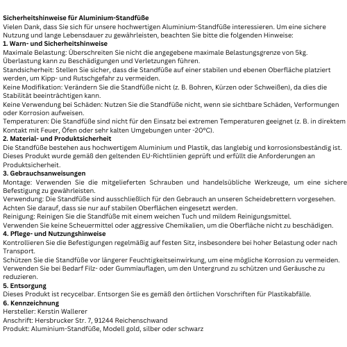 Aluminium Standfüße - naturzeugs
