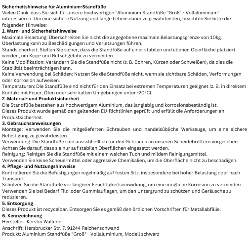 Aluminium Standfüße "Groß" - Vollaluminium - naturzeugs
