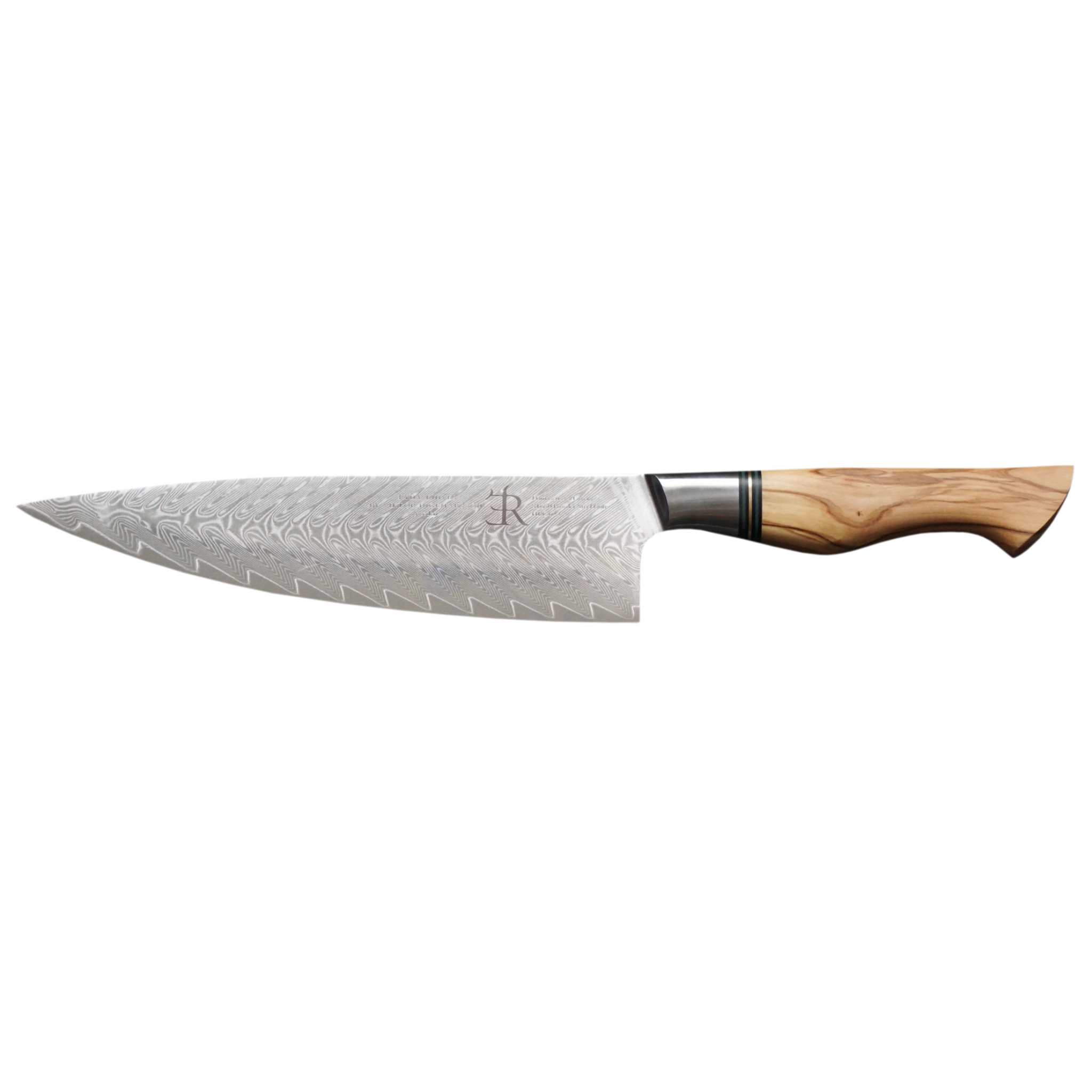 Küchenmesser der ST650 Serie "Luxury-Set" von Ryda Knives | 3 teiliges Messerset, Chefmesser, Brotmesser, Allzweckmesser, Damast