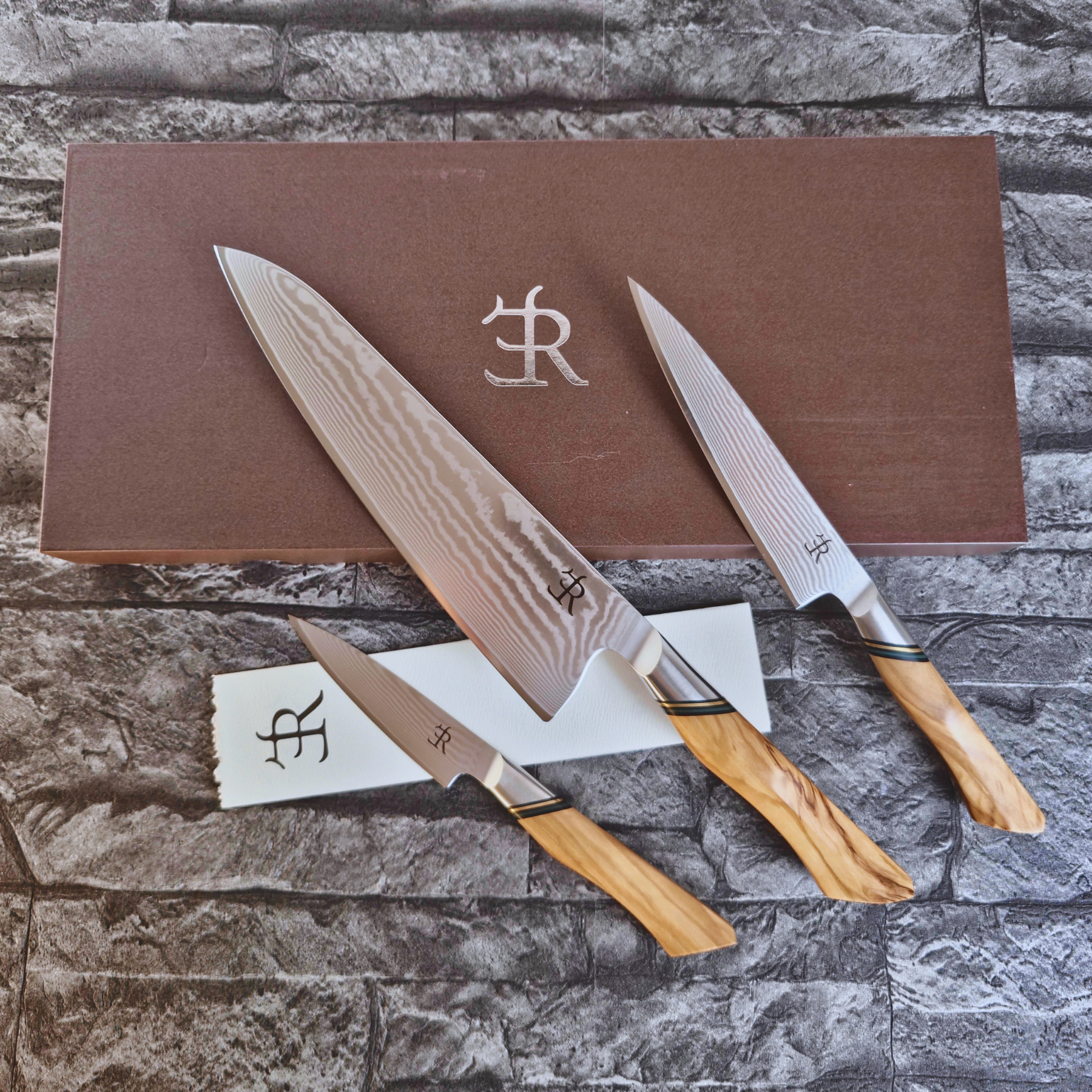 Küchenmesser-Set #3 der A-73 Serie | Chefmesser, Allzweckmesser und Schälmesser von Ryda Knives