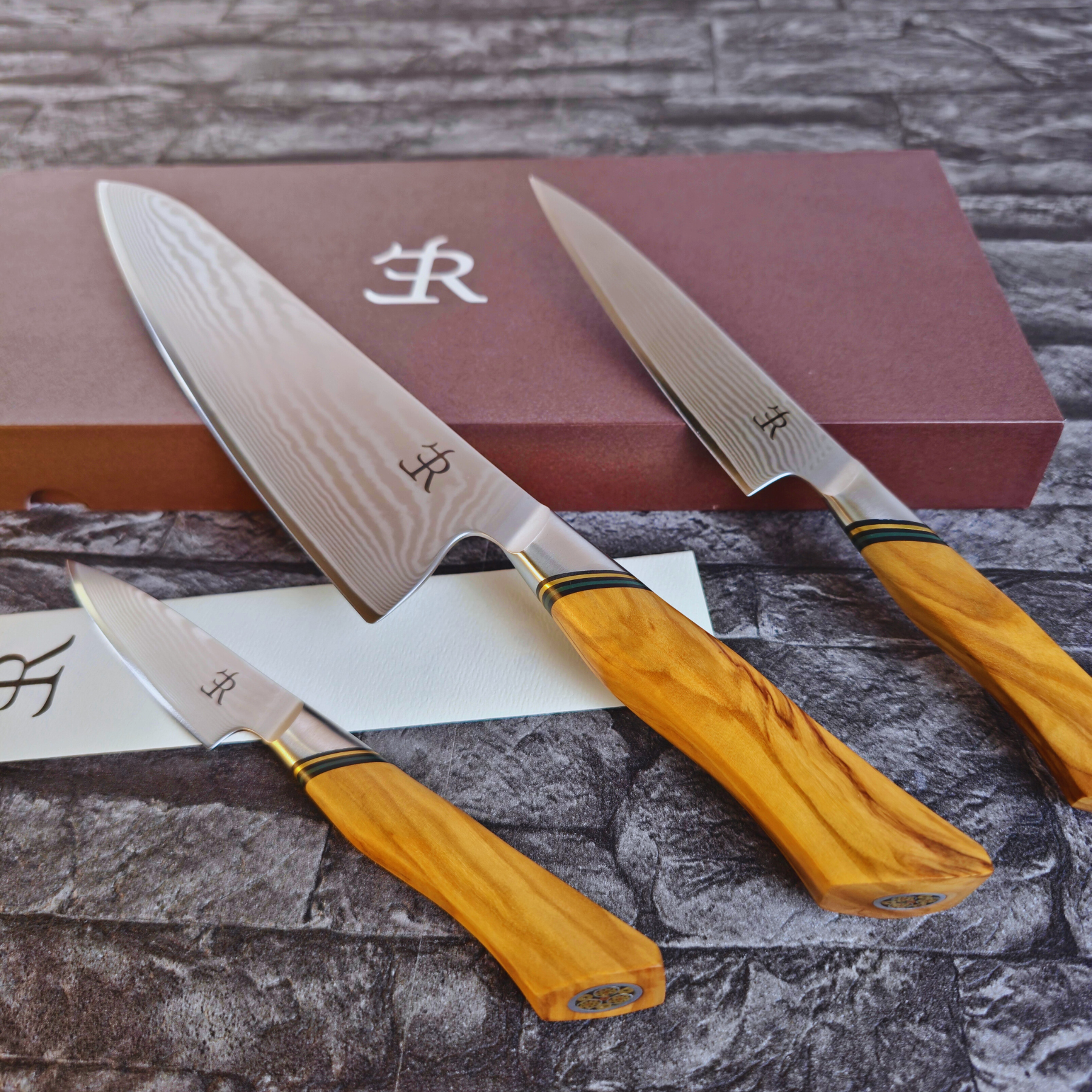 Küchenmesser-Set #3 der A-73 Serie | Chefmesser, Allzweckmesser und Schälmesser von Ryda Knives
