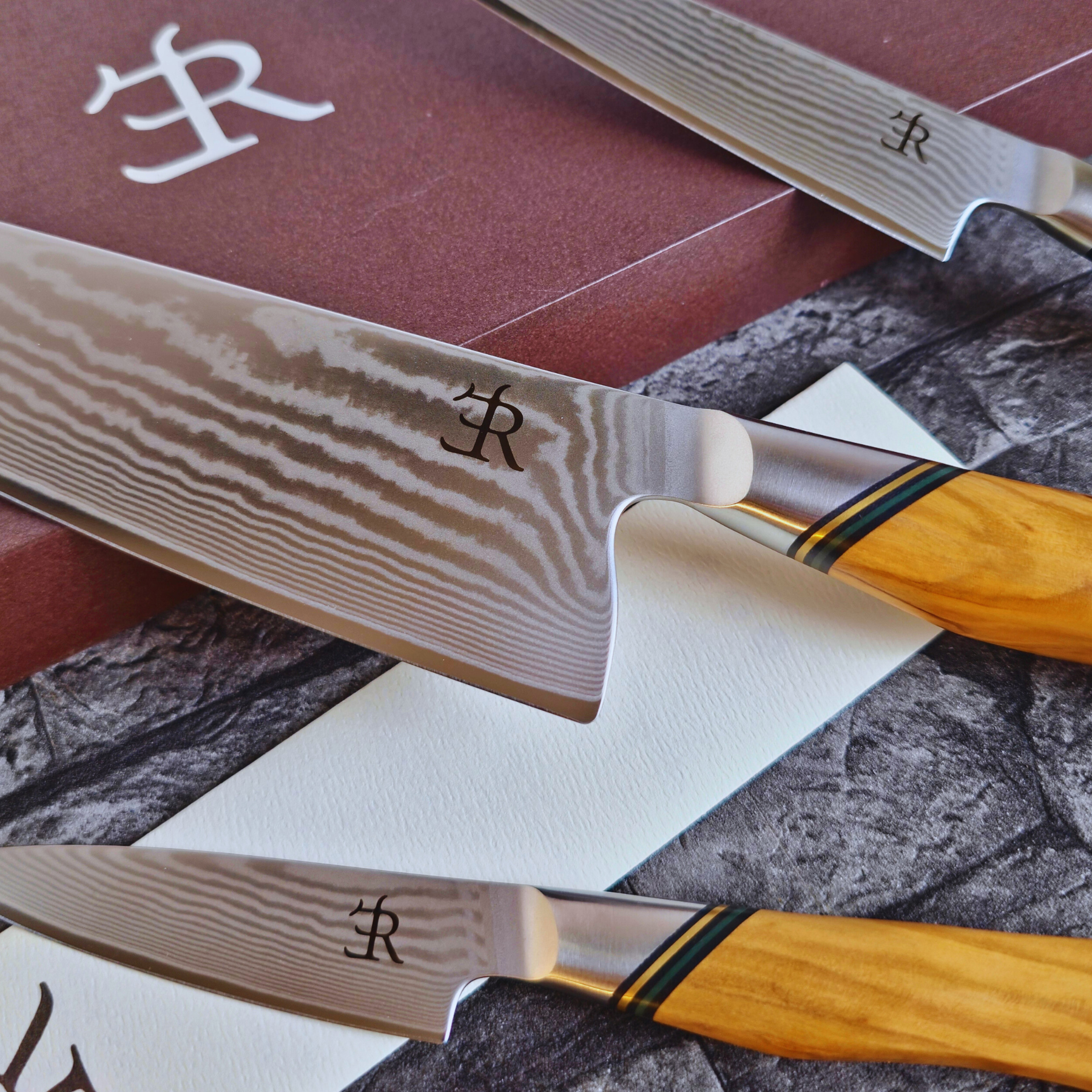 Küchenmesser-Set #3 der A-73 Serie | Chefmesser, Allzweckmesser und Schälmesser von Ryda Knives
