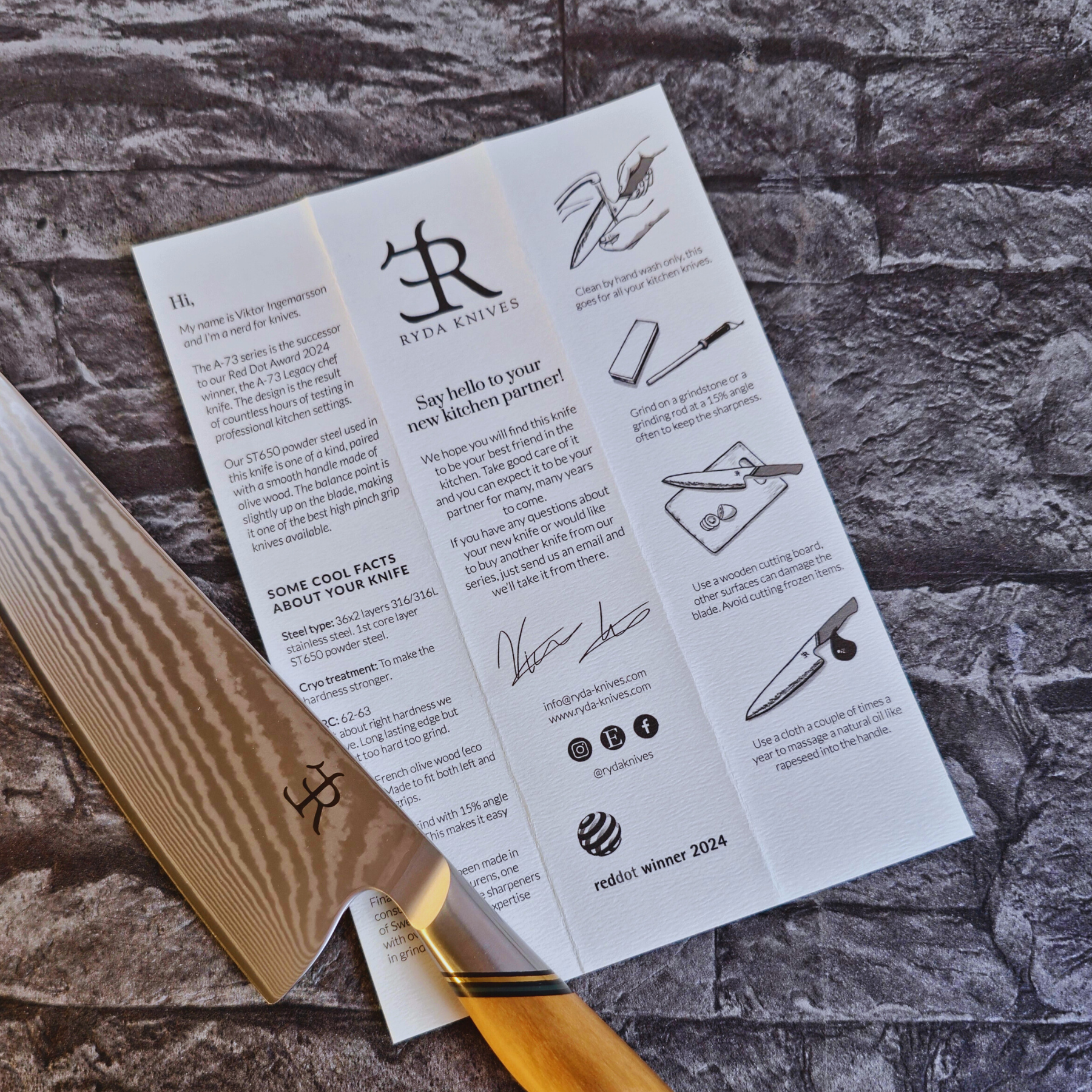 Chefmesser "Legacy" der A-73 Serie | Küchenmesser von Ryda Knives