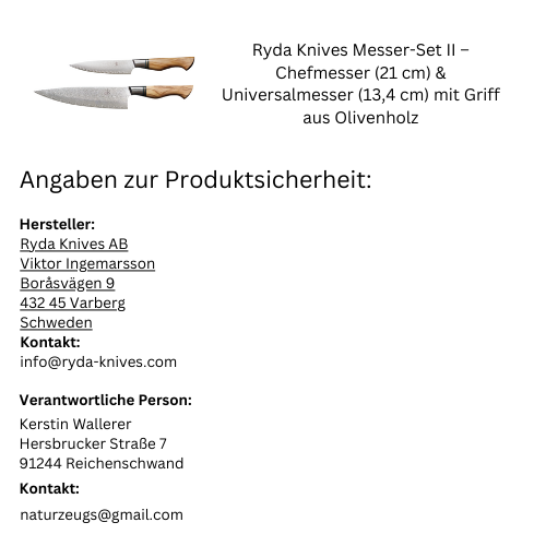 GPSR - Damast Set II - Seite 1 Küchenmesser-Set II mit Olivenholzgriff von Rydar Knives