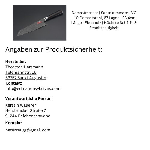GPSR - Takahiro Miyazaki Santokumesser 8 inch, VG-10 damast mit Griff aus Ebenholz - Seite I