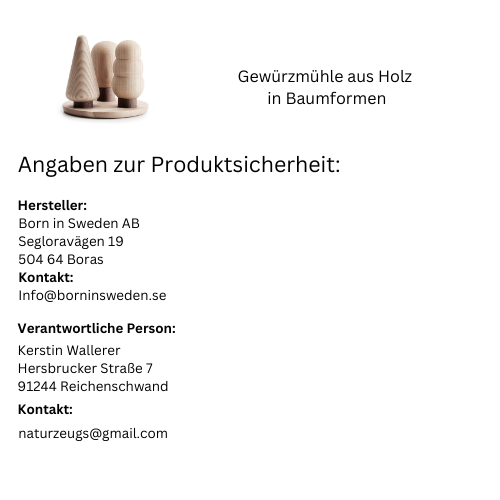 GPSR - Gewürzmühle aus Holz in Baumformen - Seite I