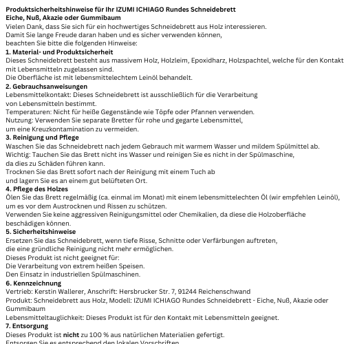 GPSR - Seite II - runde Schneidebretter IZUMI ICHIAGO