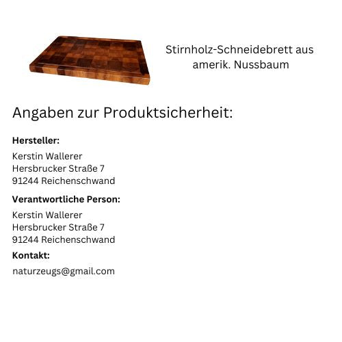 Stirnholz-Schneidebrett aus amerik. Nussbaum - naturzeugs