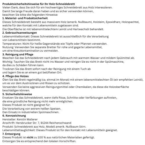 Stirnholz-Schneidebrett aus amerik. Nussbaum - naturzeugs