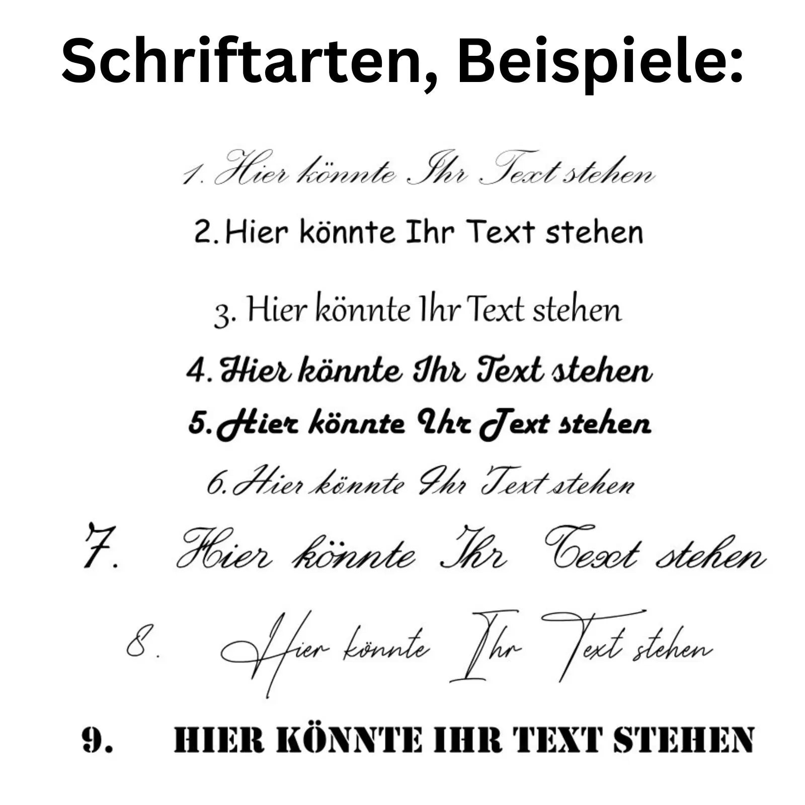 Übersicht Schriftarten für Lasergravur
