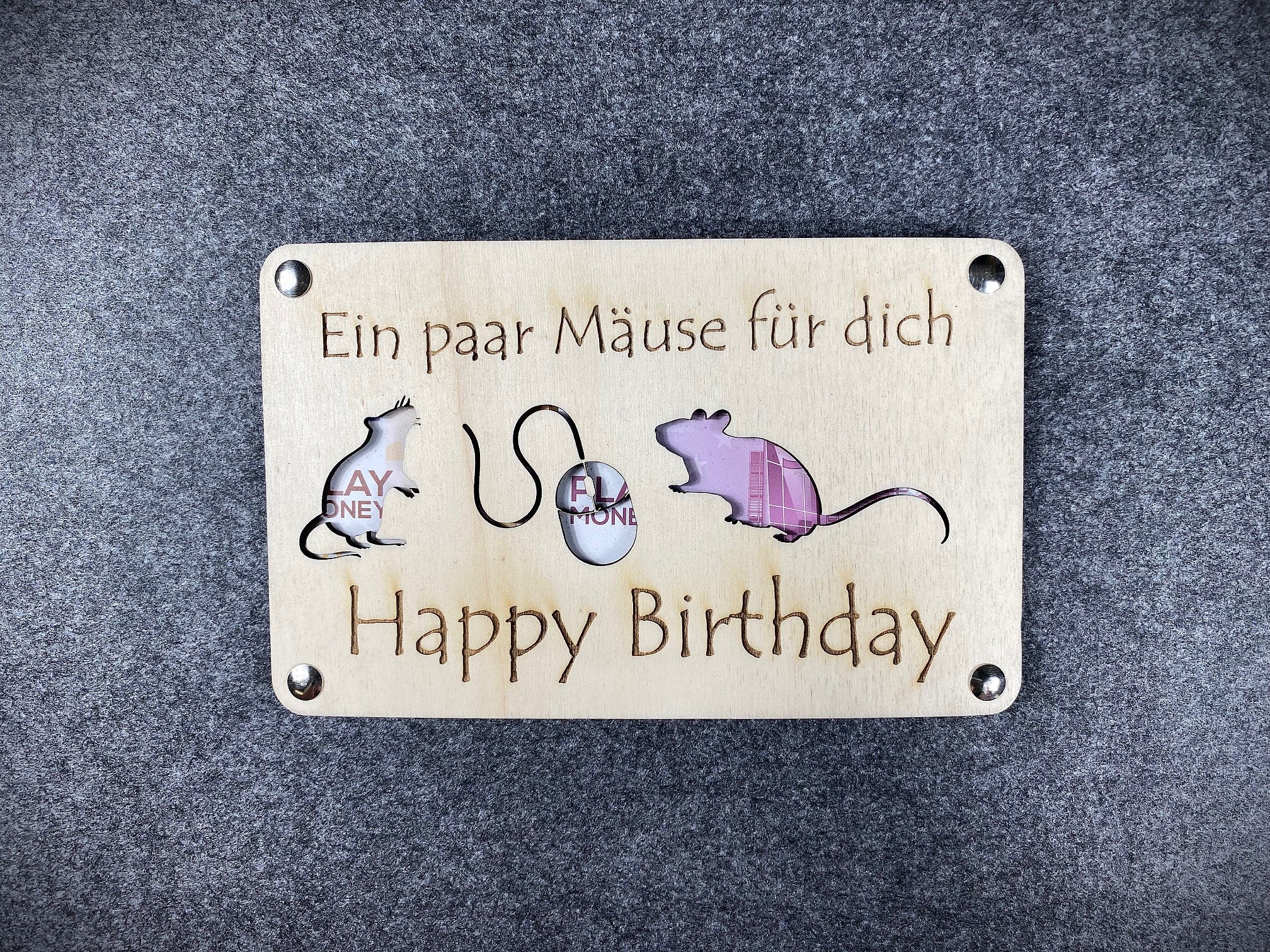 Geldgeschenkkarte "Ein paar Mäuse für dich - Happy Birthday" - naturzeugs