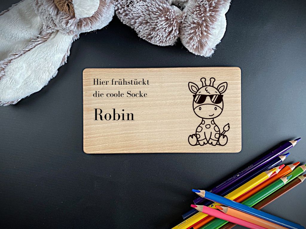 Kinderbrettchen Beispiel Spruch Lasergravur