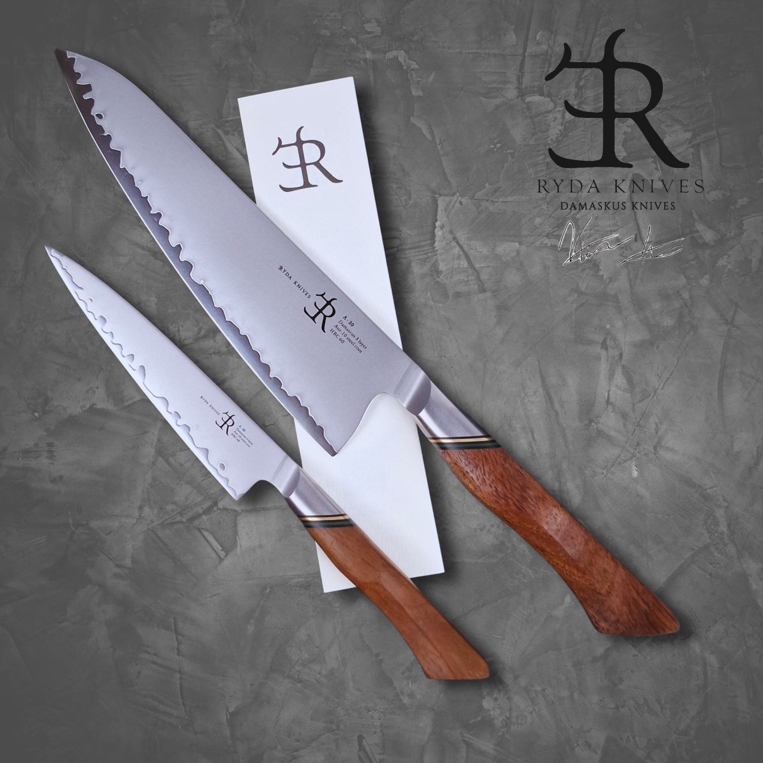 Küchenmesser-Set #2 von Ryda Knives | Chefmesser & Allzweckmesser der A-30 Serie